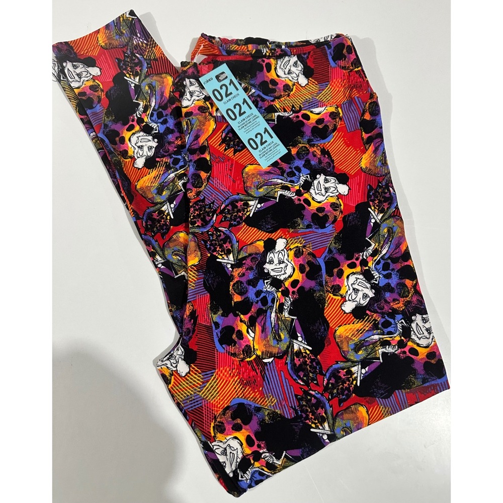 LuLaRoe Disney Villains Cruella De Vil Leggings TC2‎ Plus Size Red Purple